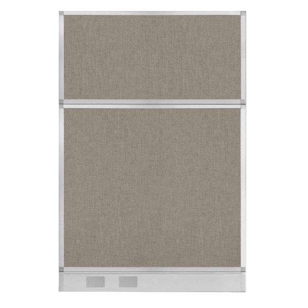 Hush Panel Configurable Cubicle Partition 4' x 6' Warm Pebble Fabric W/ Cable Channel